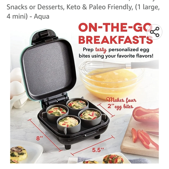 DASH Deluxe Sous Vide Style Egg Bite Maker with Silicone Molds AQUA - Picture 13 of 15